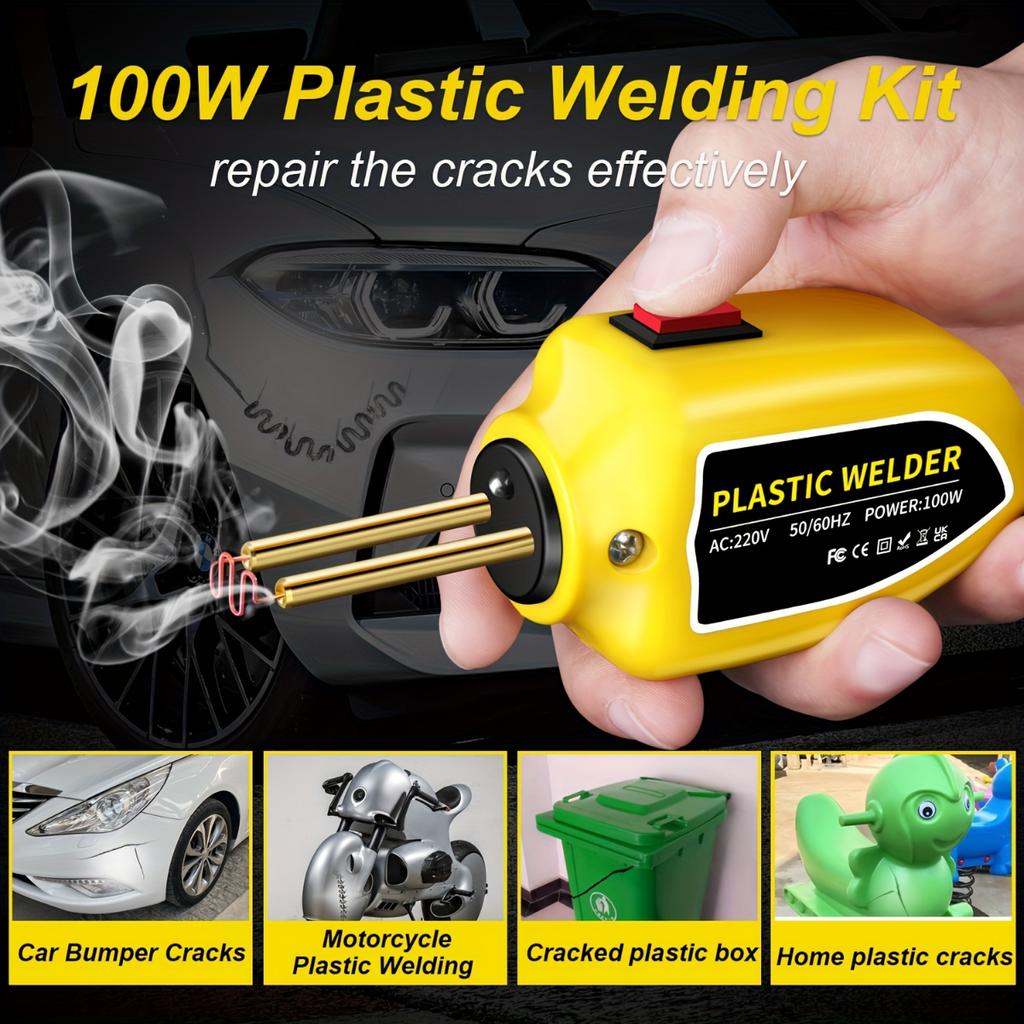 Plastic Welder 100W Heat Gun 200pcs Hot Staplers Plastic Welding Machine Bumper Soldering Iron Staples Car Repair Tools Kit