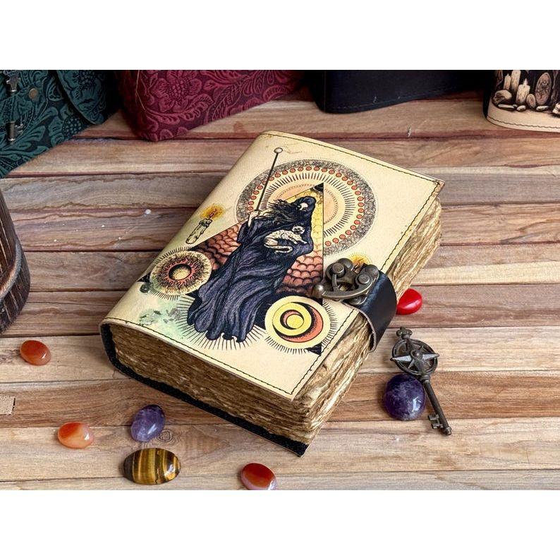 

кожаный Journa Hacet Гримуар Блокноты из натуральной кожи для женщин - Красивый журнал для книги эскизов, дорожная книга, пустая книга заклинаний 7 x 5 in