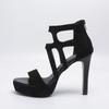 Sandali da Sera con Tacco Alto Stiletto in Pelle Scamosciata, Punta Aperta e Cinturino Singolo, Piattaforma 11CM