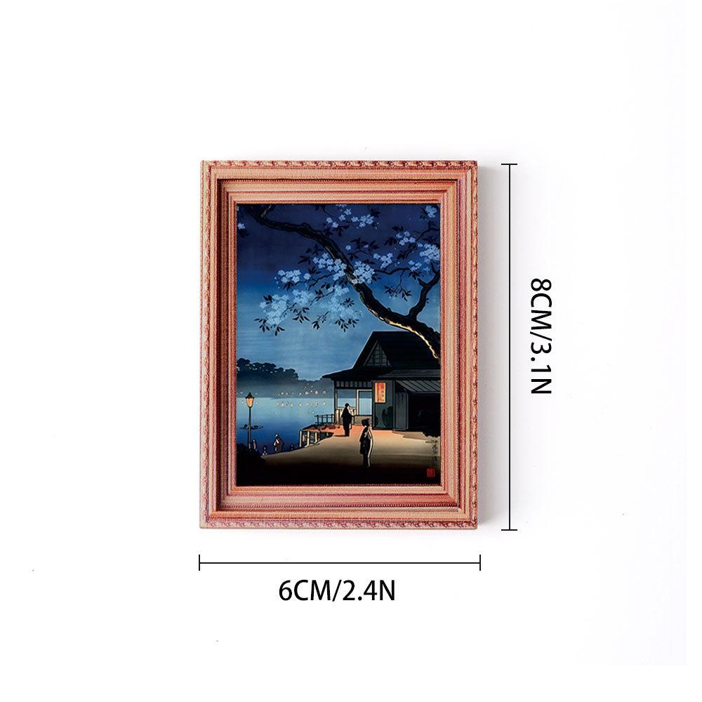 Floating World 3D Wood Carving Photo Frame Magnet: Wooden Home Décor, Poster, and Refrigerator Tile.