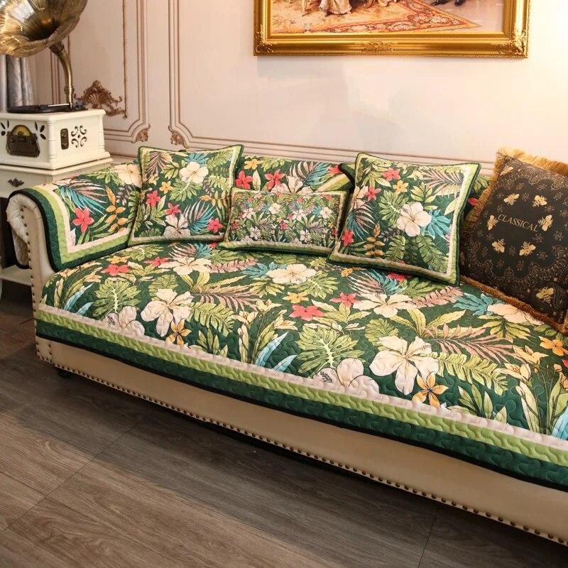 American Pastoral Style Sofa Cushion Four Seasons Non-slip Cushion Fashion Living Room Dust Sandhair Towel Cover Sofa