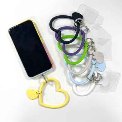 1Pc Heart-shaped Silicone Bracelet Mobile Phone Lanyard Portable Anti-lost Key Chain Holder Mobile Phone  Drop-proof Wrist Rope