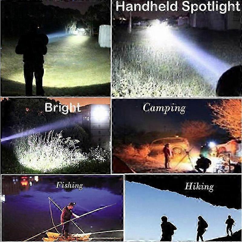 Super Bright Portable Spotlight Hunting Light 12V 25W Handheld Searchlight Rechargeable Work Light Lamp 4inch Black Color Less