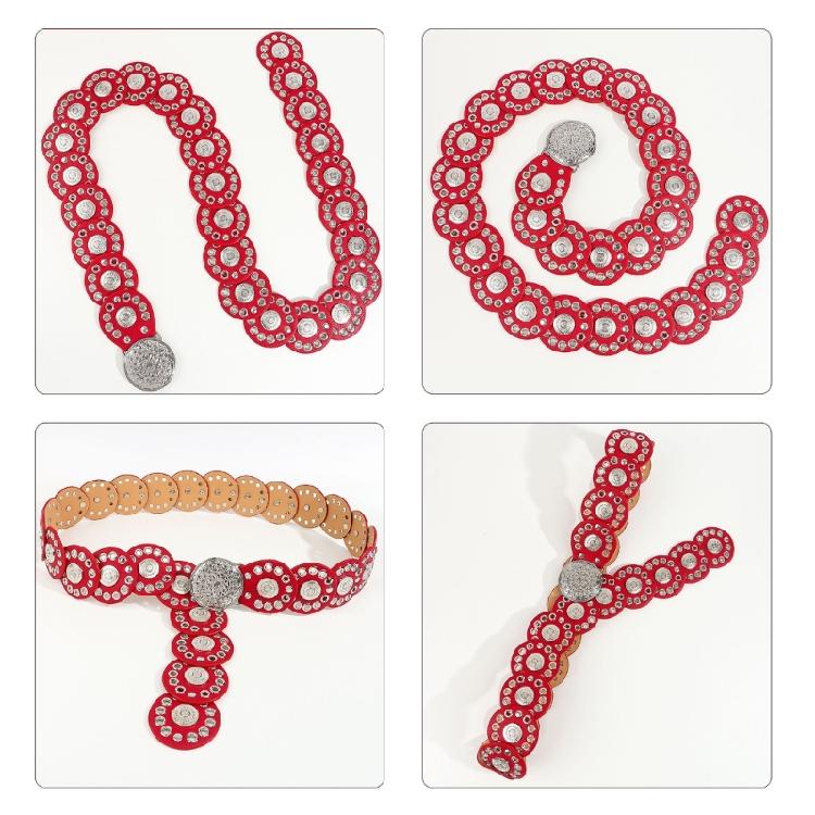 Discs Grommet Belt Punk Waist Belt Unique Buckle for Jeans Dress Unsiex