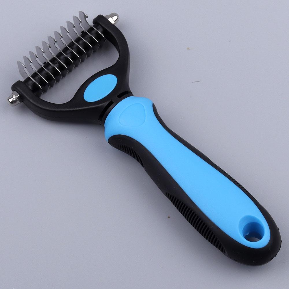 Pet Hair Remover Comb Double Sides Blades Fur Dematting Trimmer Deshedding Brush Pet Dog Grooming Brushes Dog Bath Brush