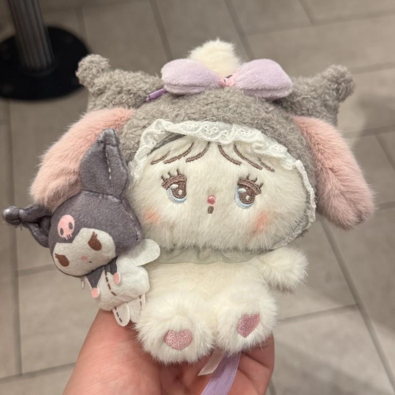 Hello Kitty Melody Cinnamoroll Kuromi Plush Keychain With Short Pile Fabric For Backpack Decoration