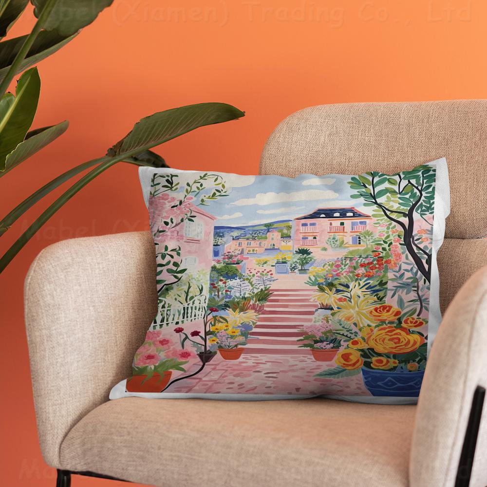 Květinová zahrada Barevný umělecký tisk Polštář Dárky Domácí kancelářské vybavení Ložnice Pohovka Potah na polštář do auta pouzdro 45x45cm