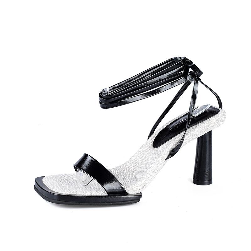 Женские босоножки на лето 2022 года модные босоножки на шпильках с ремешком на щиколотке дизайнерские сексуальные туфли для стриптиза на каблуках женские элегантные туфли для вечеринок 34 чёрный 2619₽