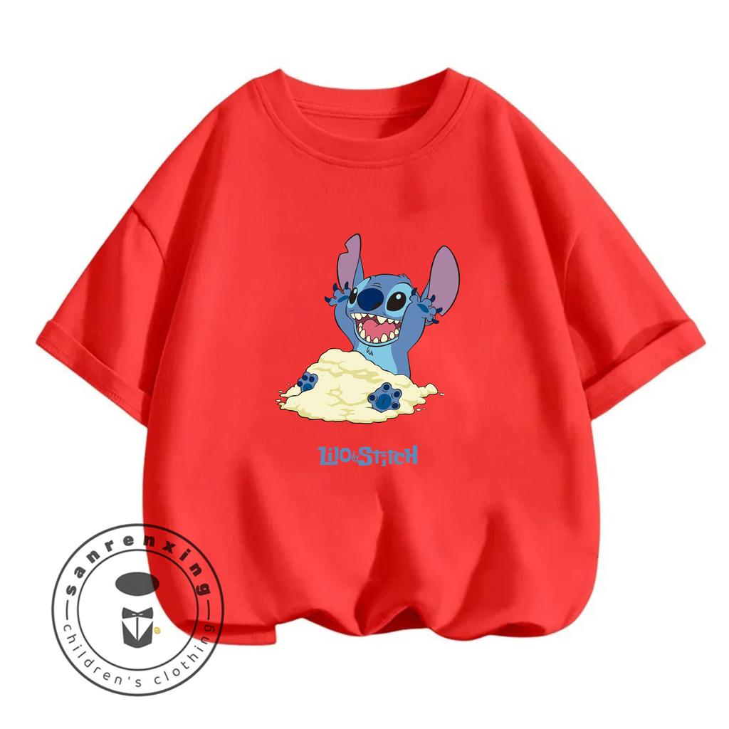 Stitch Cartoon Smiley Face 2026 Summer Casual Top for Boys and Teenagers