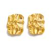 Round Irregular Stone-Shaped Pleated Gold Stainless Steel Stud Earrings for Women Vintage Korean Design Studs Jewelry Set