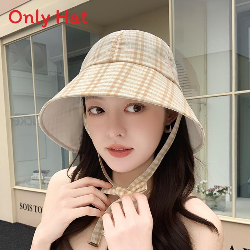 Plaid Bucket Hat With Sun Protection For Summer Outdoor Casual Women