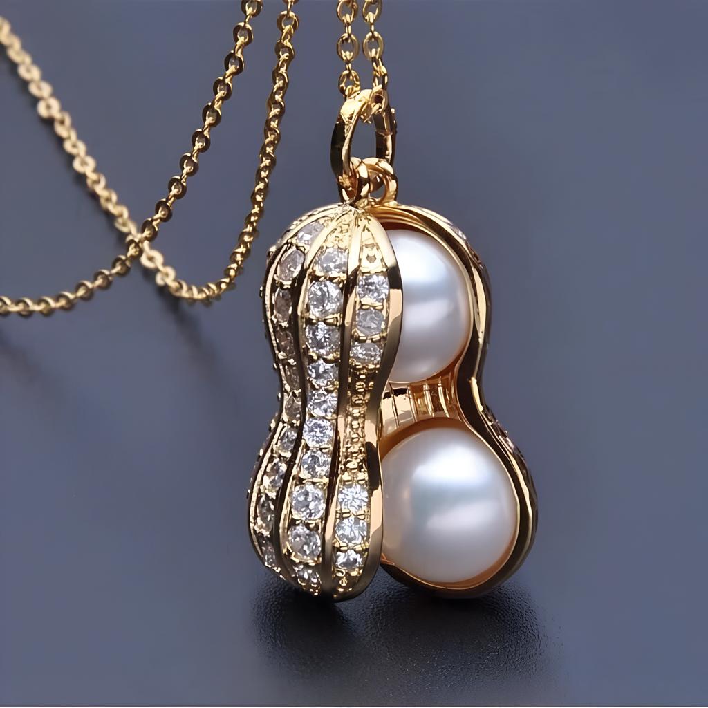 Christmas Gift for Women Peanut Necklace Women White Fake Pearl Necklace Clavicle Pendant Jewelry Rose Gold Titanium Creative KTJ