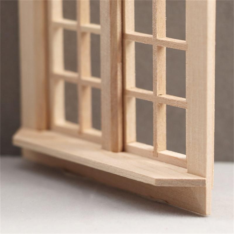 Children Dollhouses Furniture Sturdy Wood Window Panel Designs in 1 12 Miniature Scale Moder Home Decoration Supplies