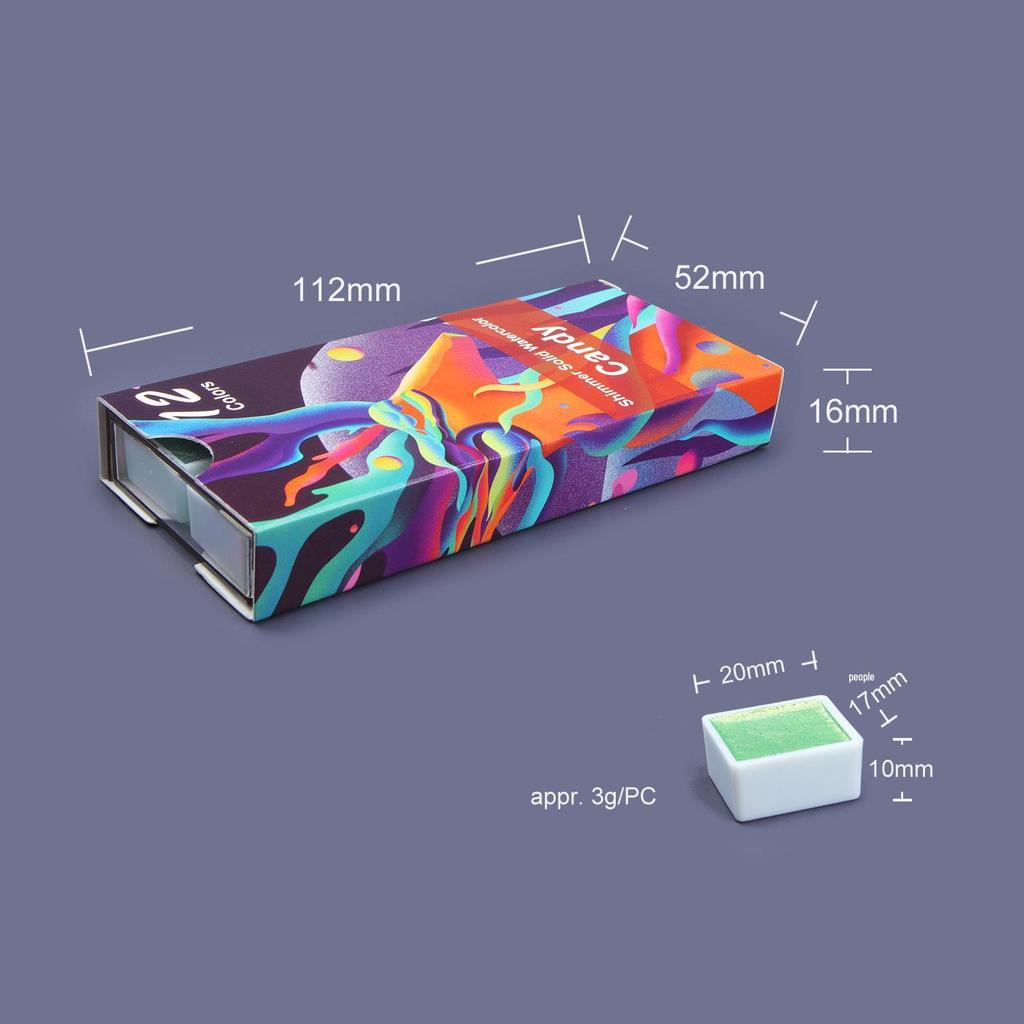 Perlemors Metallisk Akvarellmalesett - 6 & 12 Farger, Portabelt & Profesjonelt for Kunststudenter
