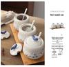 Ceramic Seasoning Jar with Lid & Spoon for Salt, Pepper, Sugar & Sauces