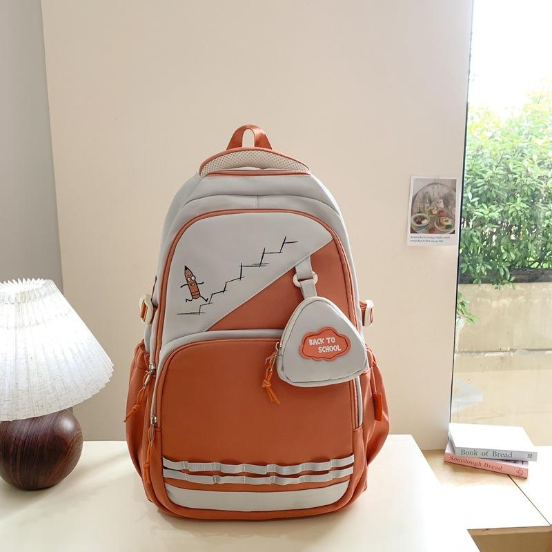 Schoolbag College Style College Student Backpack Mother and Child Bag Class School Bag ins Japanese Contrast Color Simple Trend Backpack Wholesale