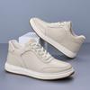 Genuine Leather Men Casual Shoes Winter Warm Lined Slip On Sneakers White Shoes for Men