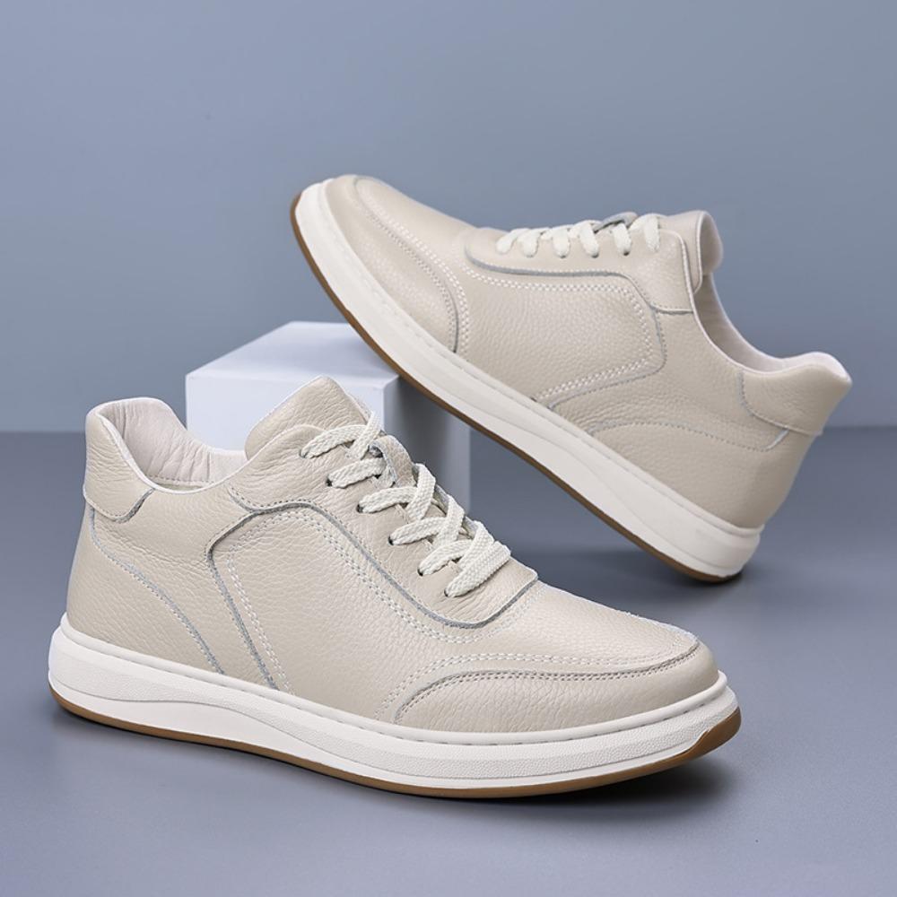 Genuine Leather Men Casual Shoes Winter Warm Lined Slip On Sneakers White Shoes for Men