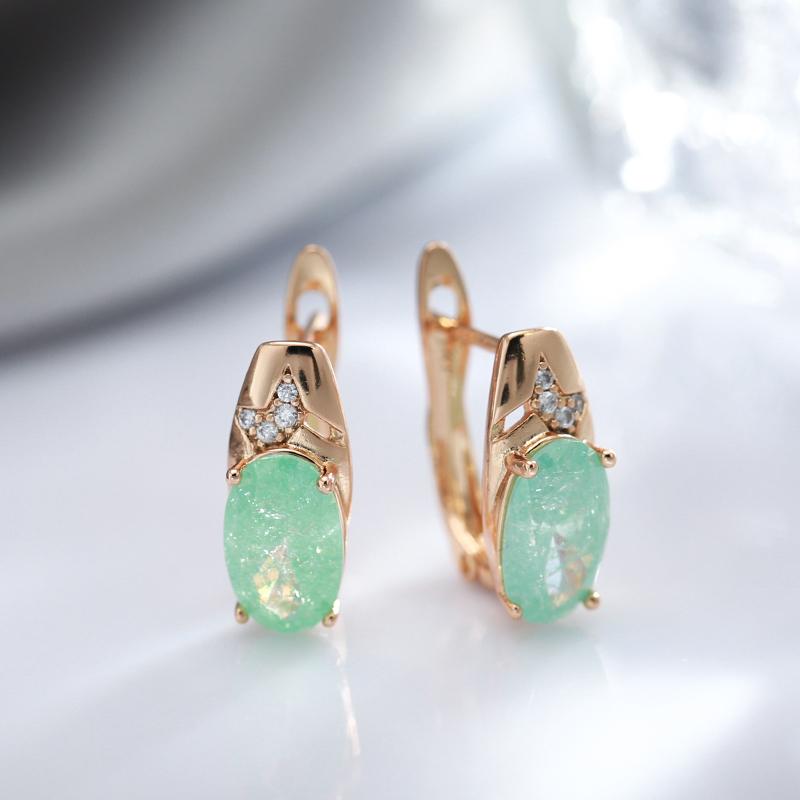New Emerald Oval Cut Zircon With  Rose Gold Drop Earrings Luxury Women All Matching Daily Jewelry  New Best Design