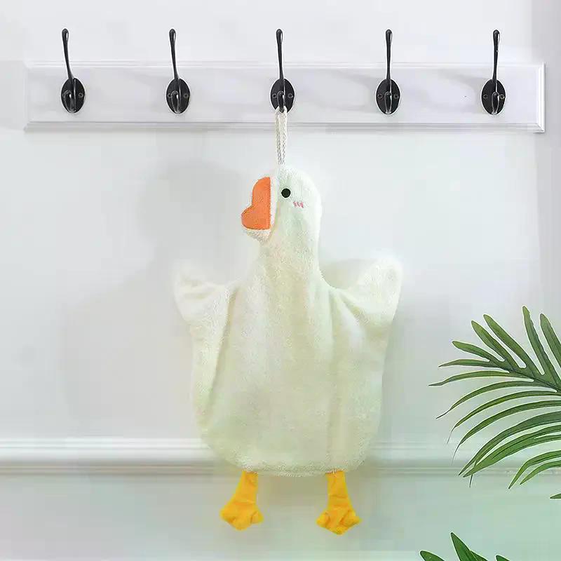 1PC Cartoon Goose Hand Kerchief Hanging Hand Towel Water Absorbing Hand Towel Kitchen And Bathroom Supplies