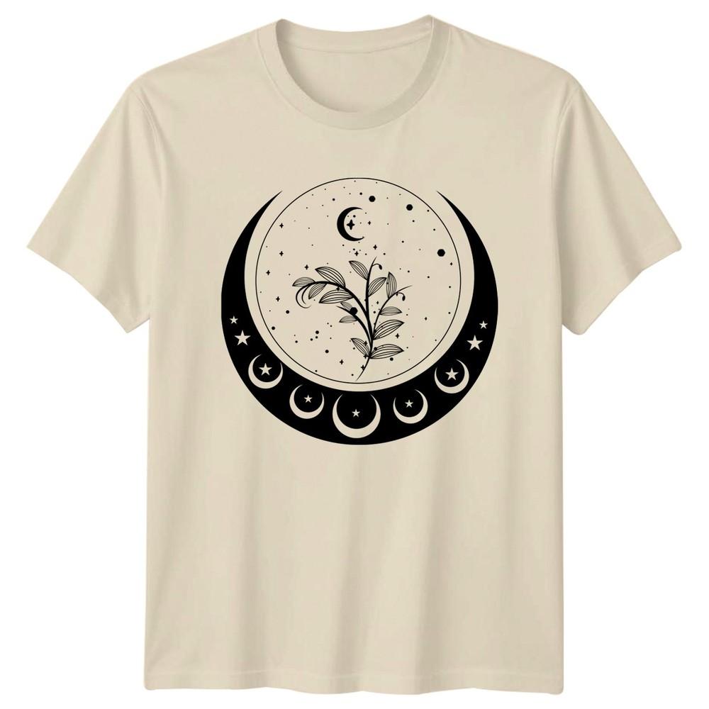 Mystical Moon Phase Botanical Branch TShirt Nature Birthday Gift For Him And Her