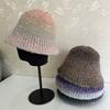 Color Matching Knitted Woolen Fisherman's Hat Children's Autumn and Winter Face Small Bucket Hat Versatile Big Head Circumference Basin Hat