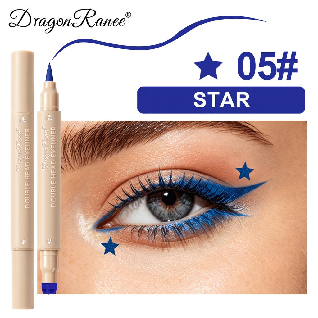 Colorful Liquid Stamp Eyeliner Red Star Heart Butterfly 2 In 1 Eye Liner Pencil Purple Pink Waterproof Eye Template Makeup Tool