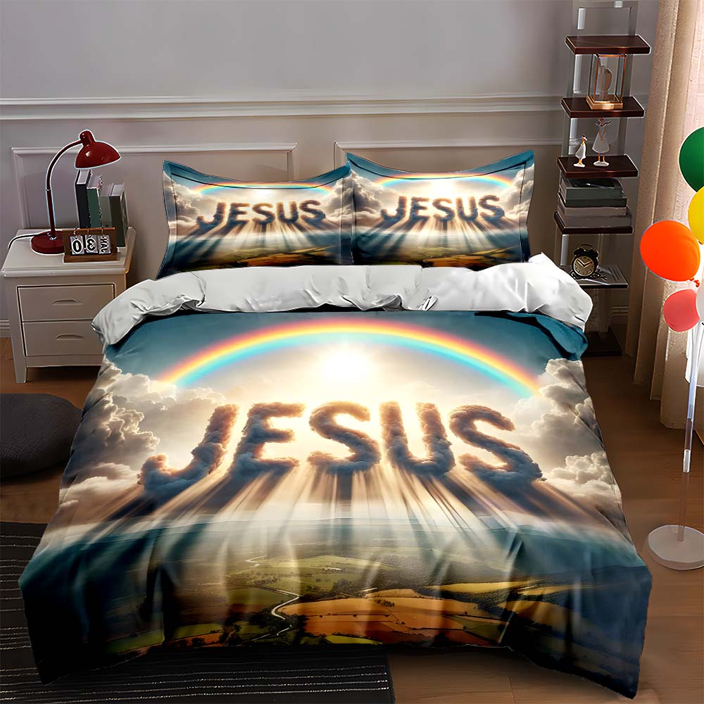 

Clouds rainbow text Bedding Duvet cover sets Duvet covers Pillowcases gifts (1 * Duvet Cover 2 * Pillowcases, without duvet insert) 135x200cm