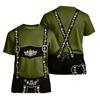Men's Oktoberfest Short Sleeve T Shirt Vintage Texture Print Loose Fit Casual Summer Daily Wear Top with Embroidered Suspenders Design