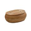 Various Desktop Decorations with Lids Snack Storage Boxes Autumn Rattan Circular Coffee Tables Remote Control Storage Boxes