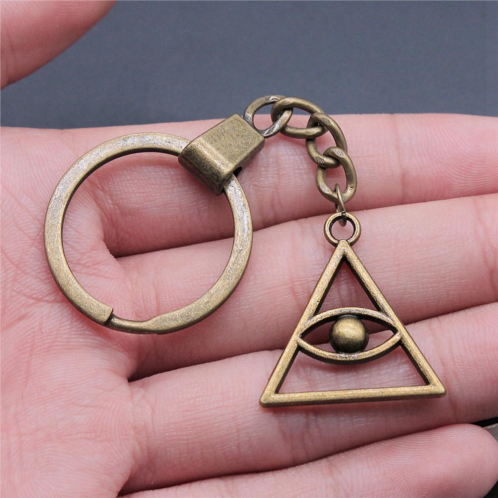 Star of David Talisman Amulet Pendant Antique Bronze Metal Keychain with 30mm Ring for Boys Bag Charm