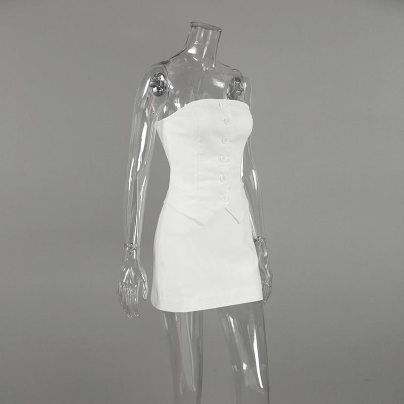 Womens 2-Piece Set Sleeveless Vest Top Pencil Skirt Slim Fit Elegant Outfit