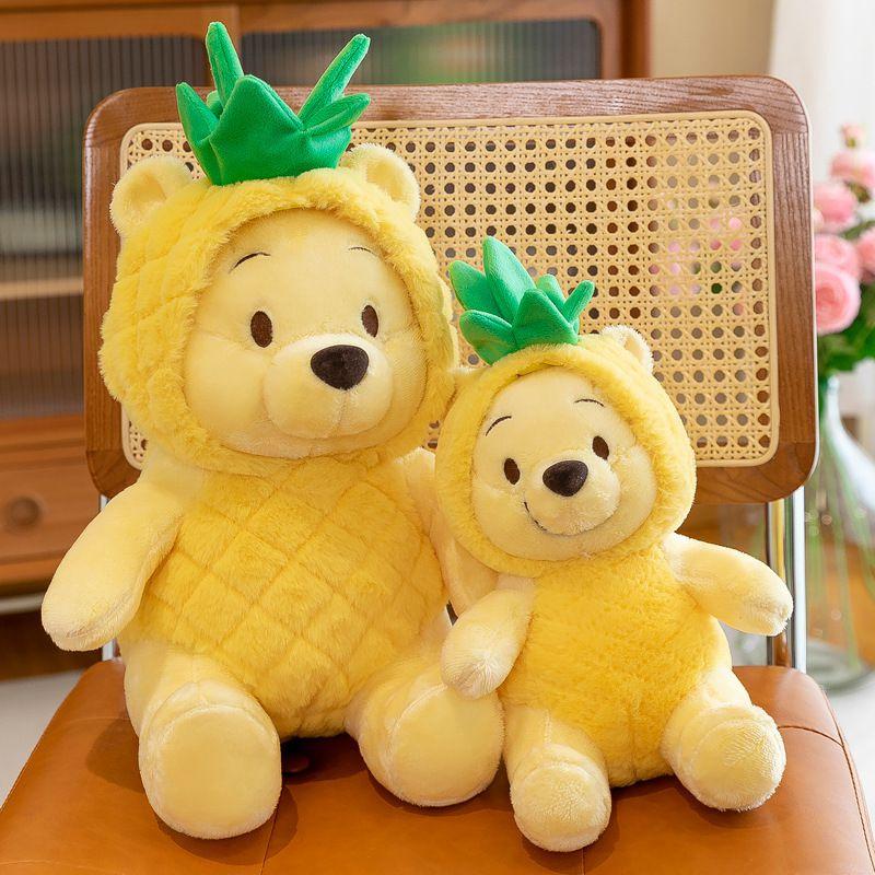 Soft Cuddly Pineapple Winnie The Pooh Bear Plush Toy Yellow Xmas Kids Gift