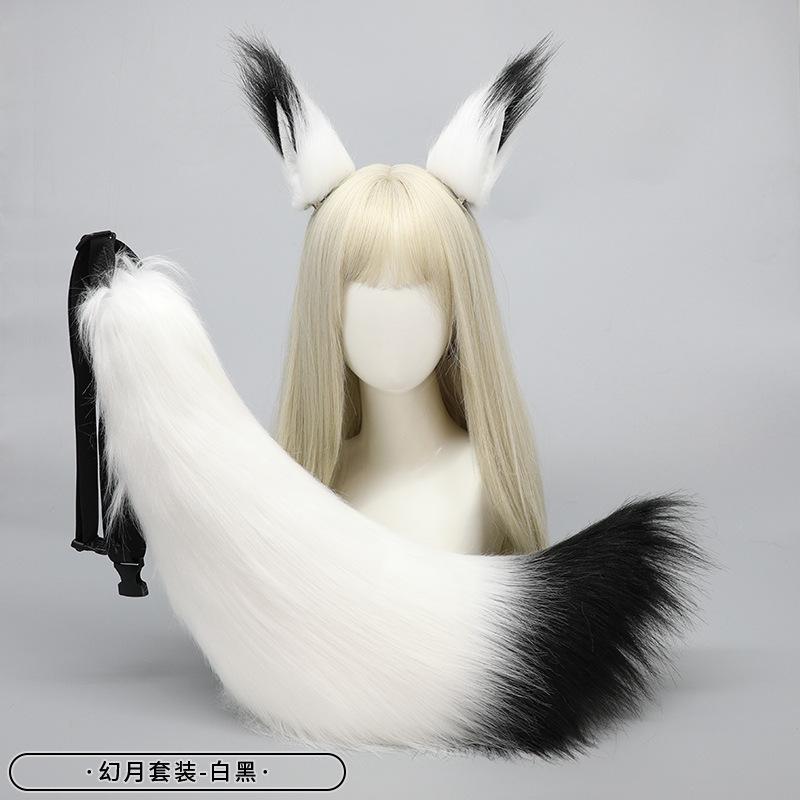 A piece of hair generation plush fox ear wolf ear hairpin wolf tail fox tail jewelry beast ear tail headdress accessories set handmade