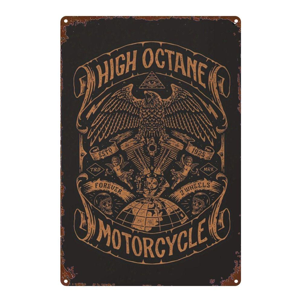 Vintage Motorcycle Metal Tin Sign Retro Biker Garage Wall Decor Industrial Style Art