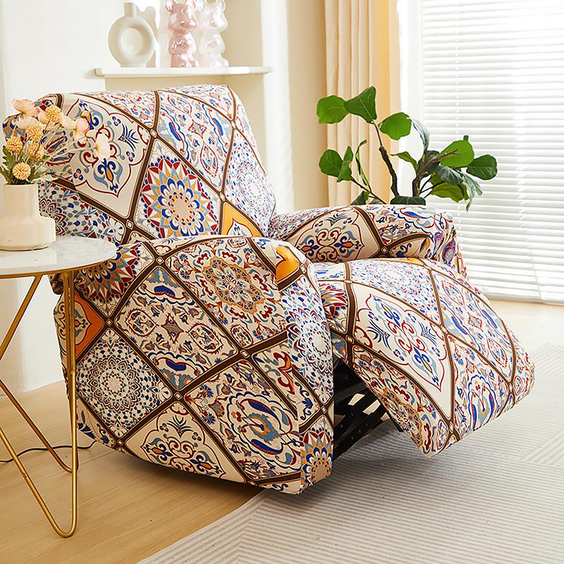 Recliner Chair Cover 4-Pieces, Stretch Sofa Slipcover 1 Seater Sofa Covers for Living Room Furniture Covers with Elastic Bottom