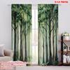 2pcs,2D Plane Printing Light Filtering Curtains Misty Woods 100% Polyester (without Rod) Festive for Bedroom Living Room Window