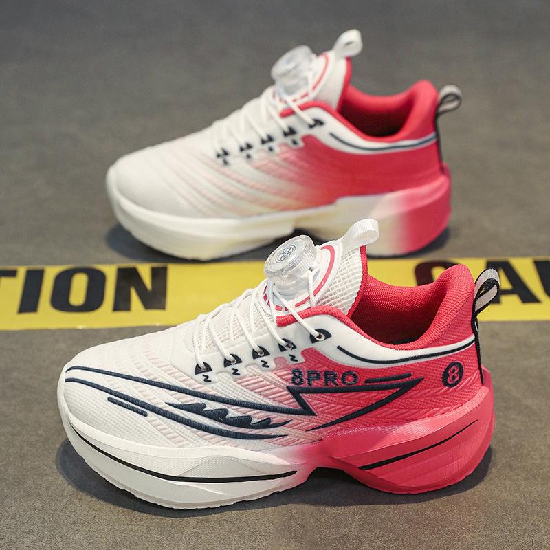 Elementary School Physical Education Class Running Shoes Red Rabbit Children's Sports Shoes 2025 Spring New Soft-soled Mesh Rotating Button