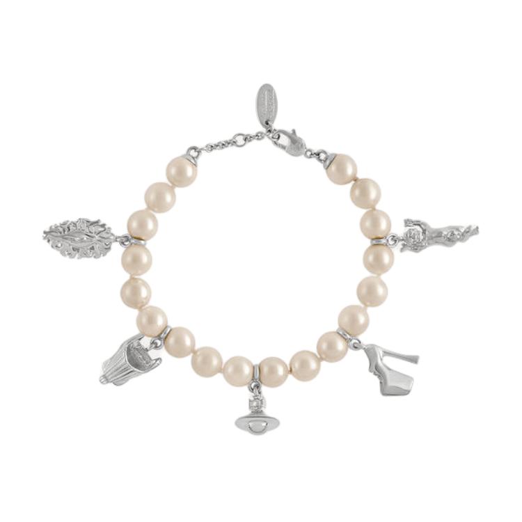 

Vivienne Westwood Polished Effect Design Brass Glass Pearl Bracelet Women bracelet Silver 6103008D-02P103 Basic Packaging-Dust Bag+Box