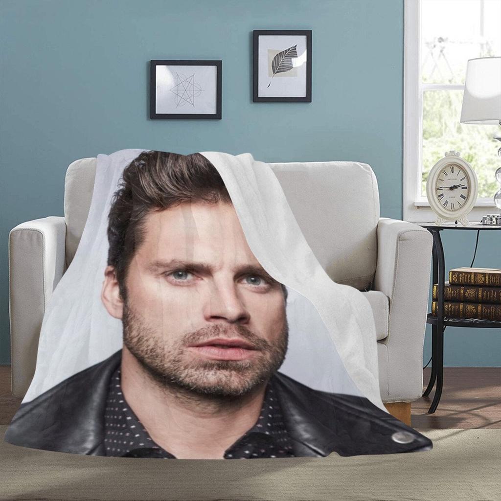 HUGE BEST PRICE Sebastian Stan Blanket Fleece Travelling Birthday Gifts Mothers Fathers Day