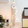Woven Wall Hanging Wall Decoration with Long Tassel- White Cotton Handmade Home Decor Art Craft for Bedroom Dorm Garden