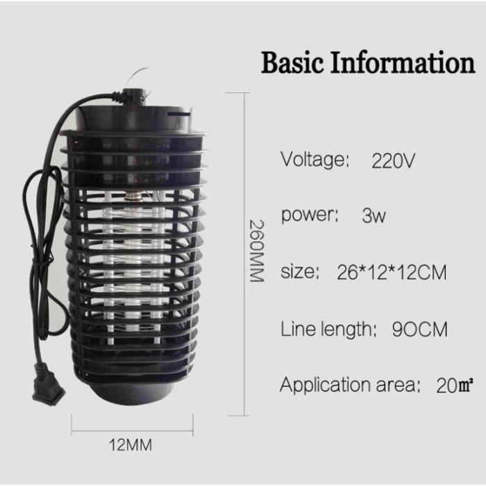 Lampe Anti-Moustique UV LED Lampe anti-insectes Tue Mouches Destructeur électrique 110V-220V pour Chambre, restaurant