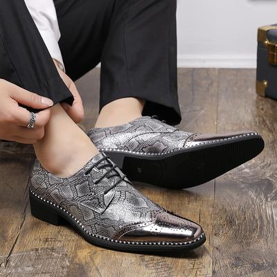 Neue Herren Blockschuhe Silber Gold Luxus Gold Spitze Lederschuhe Personalisiert Spitz Business Kleiderschuhe Größe 38-46