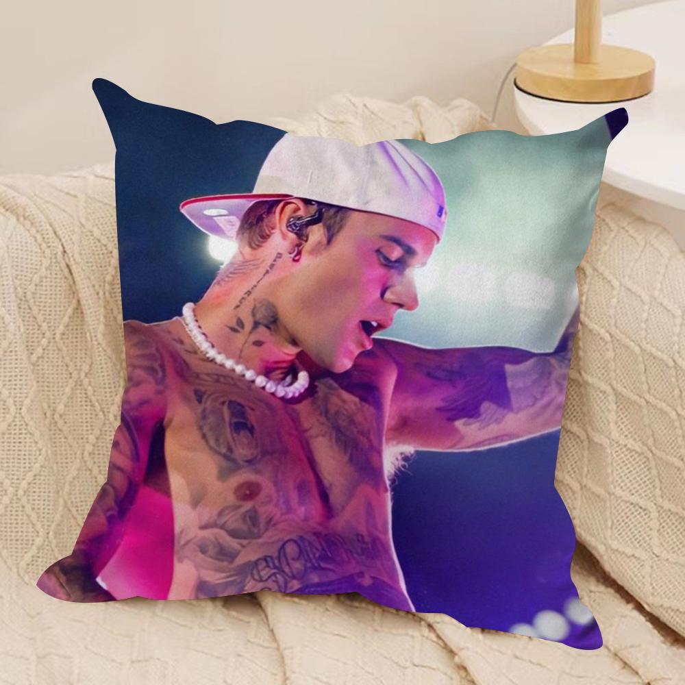 JJustin B Bieber Cushion Cover Soft Plush Throw Pillow Cover DoubleSided Decorative Cushion Case Sofa Bedroom Home Decor