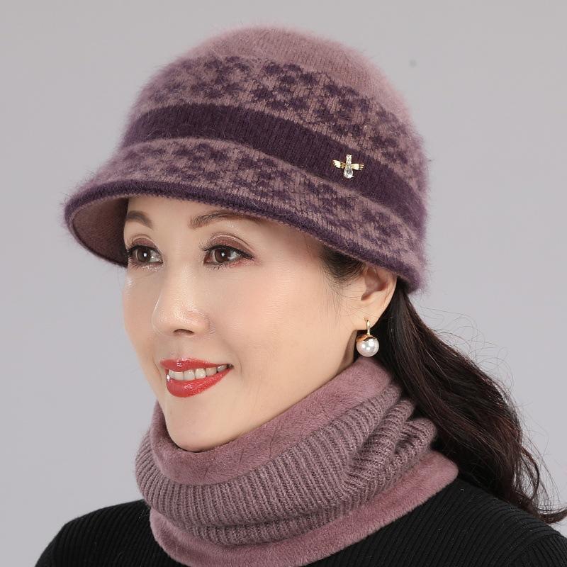 

В шапке для пожилых женщин, зимняя флисовая теплая шапка для пожилых людей, вязаная шапка из кроличьей шерсти Only Hat