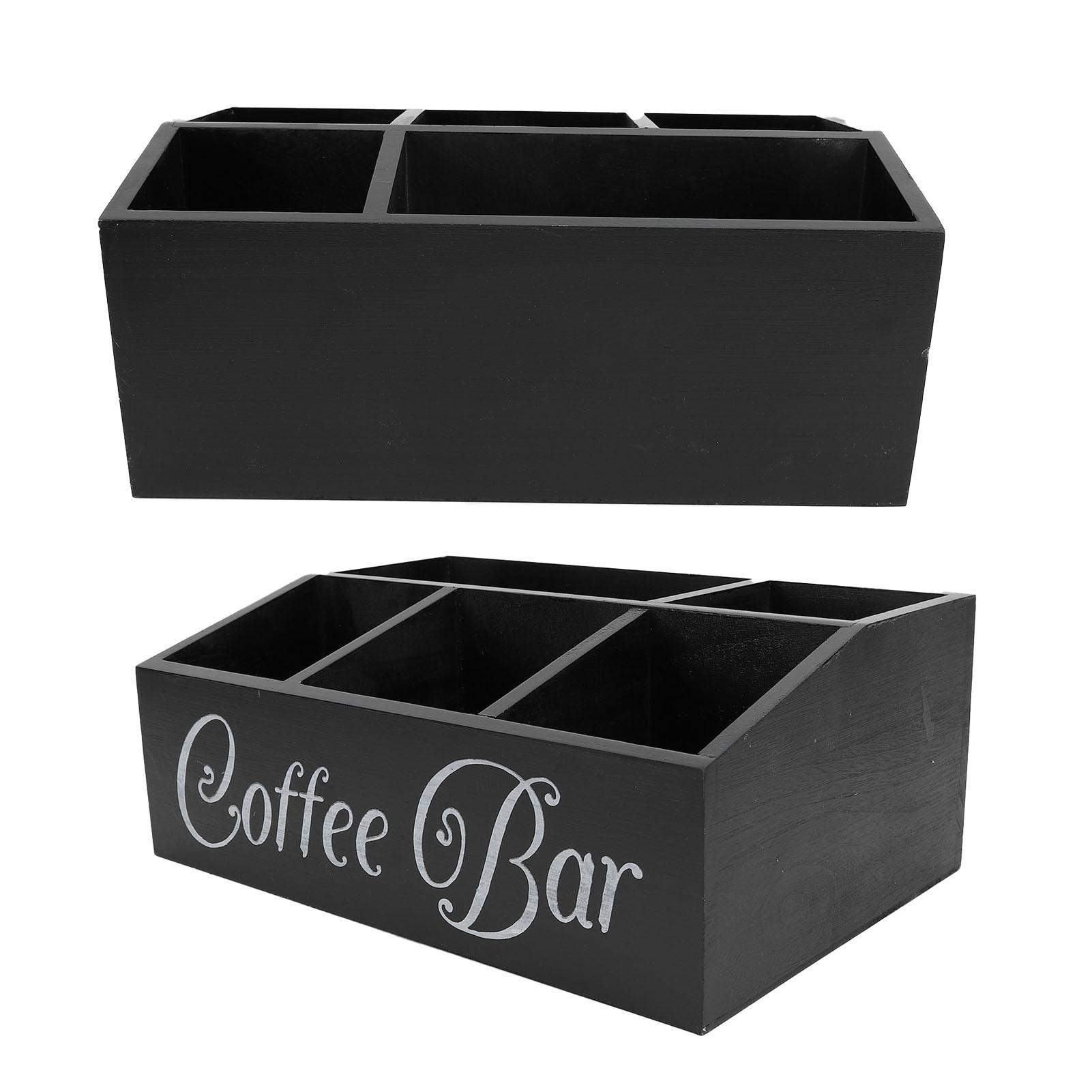 Koffiestation, Houten Bekervervaring, Koffie- en Theebewaring met 5 Vakken voor Koffieaccessoires