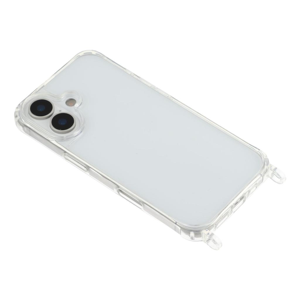 For iPhone 17 Case PC+TPU 1.5mm Clear Phone Cover with Lanyard Holes