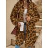 Women's Winter Long Loose Plush Coat, Turn-down Collar Buttoned Open Front Oversized Warm Overcoat for Women, European & American Style
