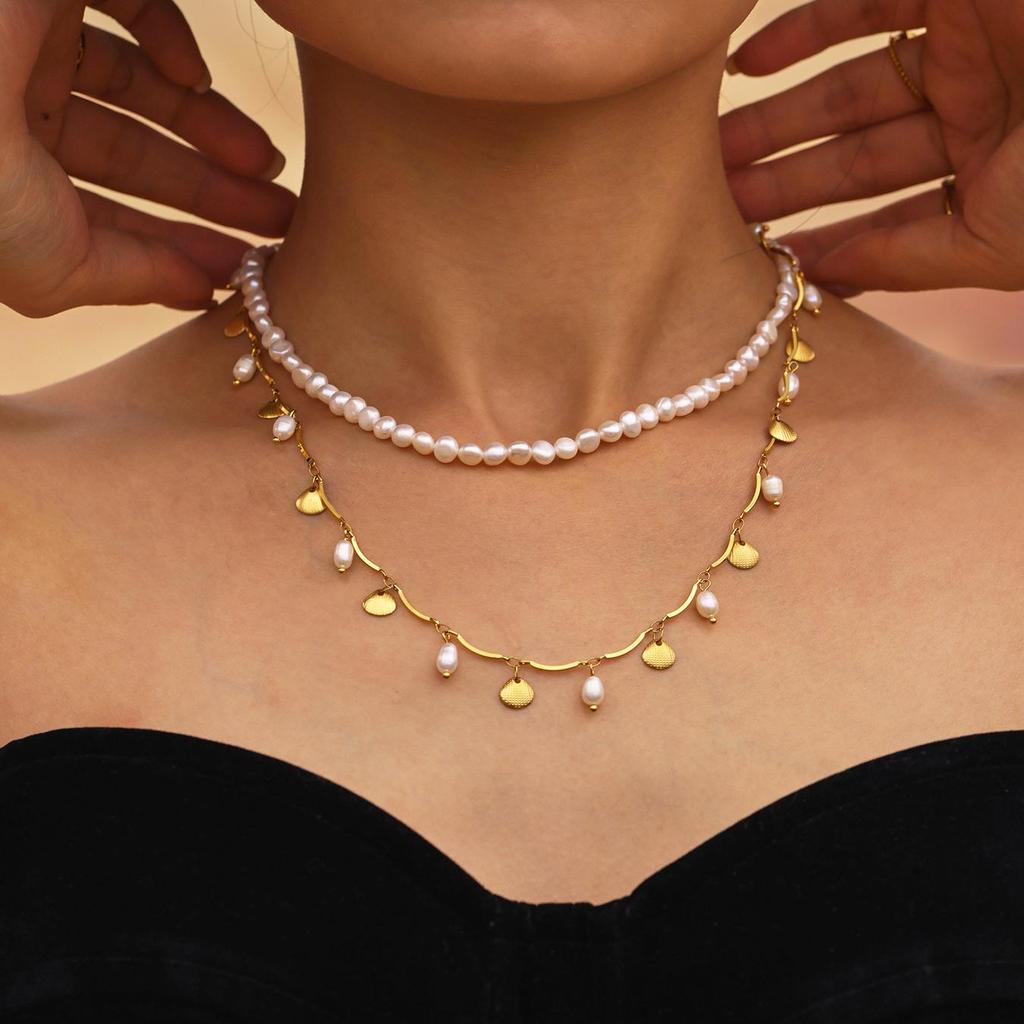 Qiong Yao Luxury Baroque Freshwater Pearl Necklace - Elegant Handmade Beaded Clavicle Chain for Women