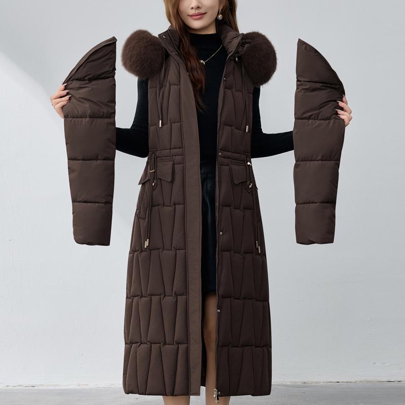 Sleeves Detachable Fashion Woman Winter Coats Hooded Faux Fur Collar Thick Warm Long Parkas Women's Jackets